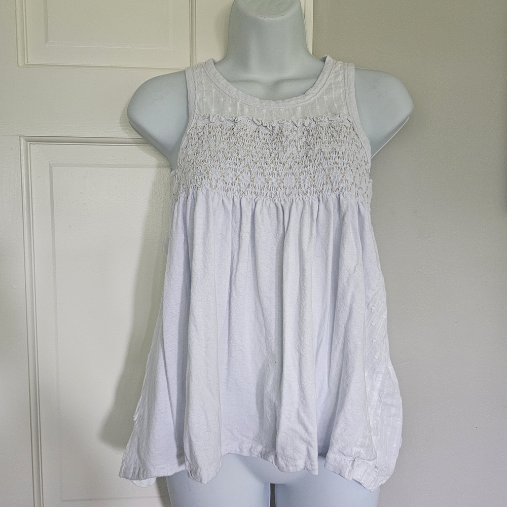 In Bloom White Smocked Sleeveless Tank Top